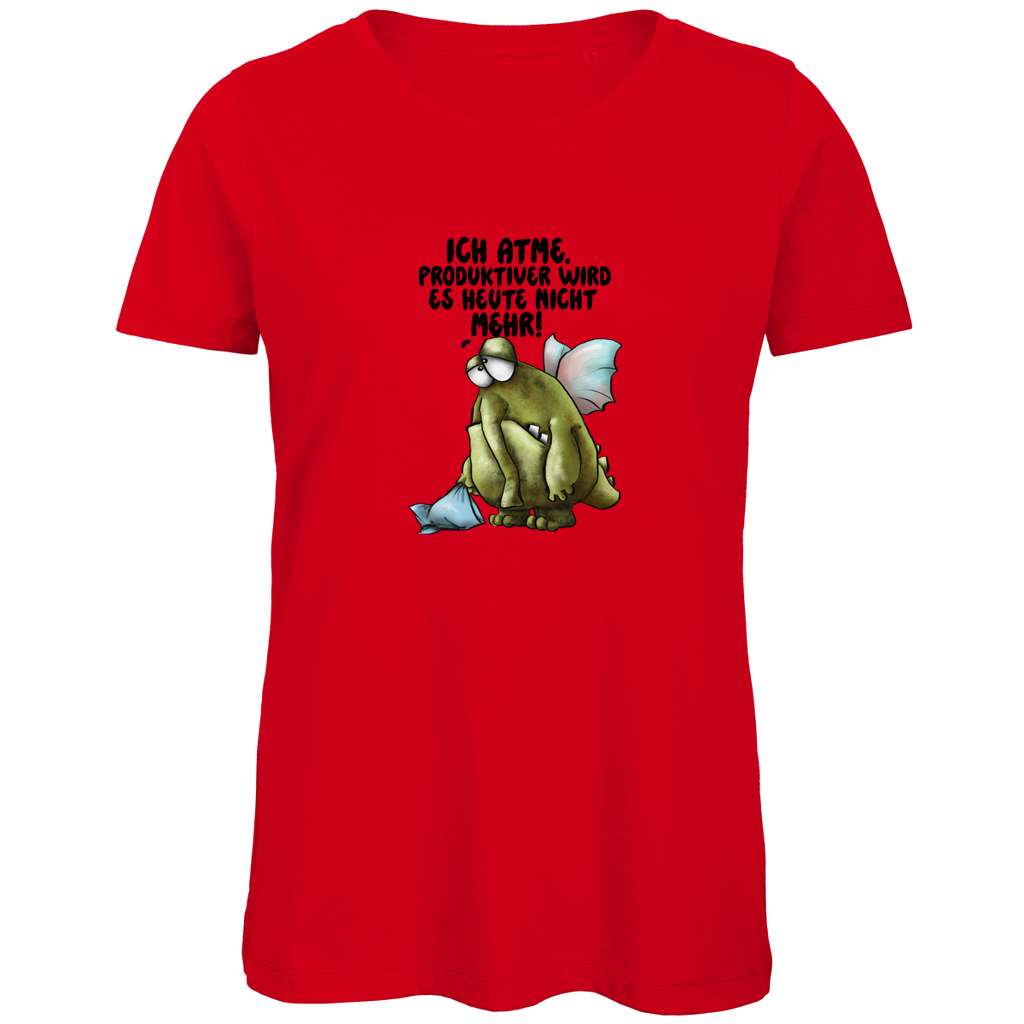 Damen Premium Bio T-Shirt Ich atme. Produktiver wird es heute ... Design 2