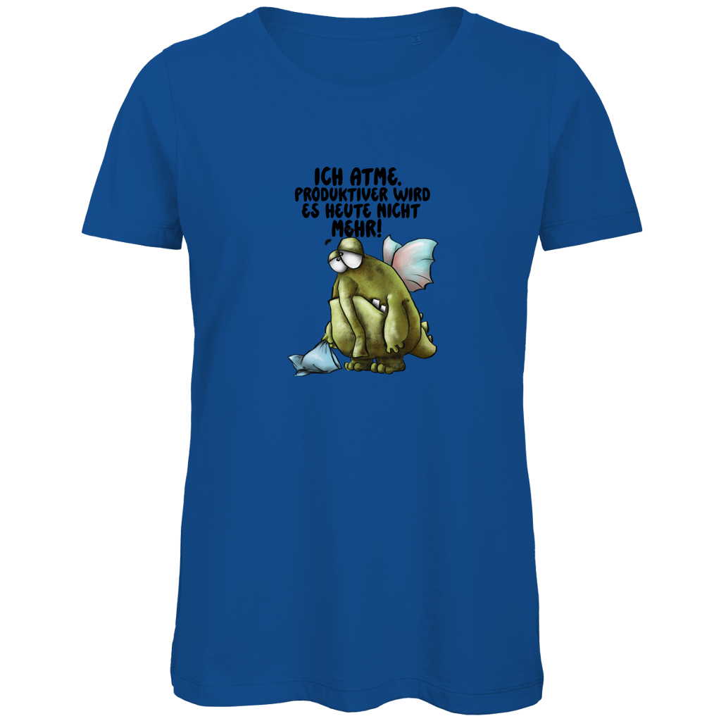 Damen Premium Bio T-Shirt Ich atme. Produktiver wird es heute ... Design 2