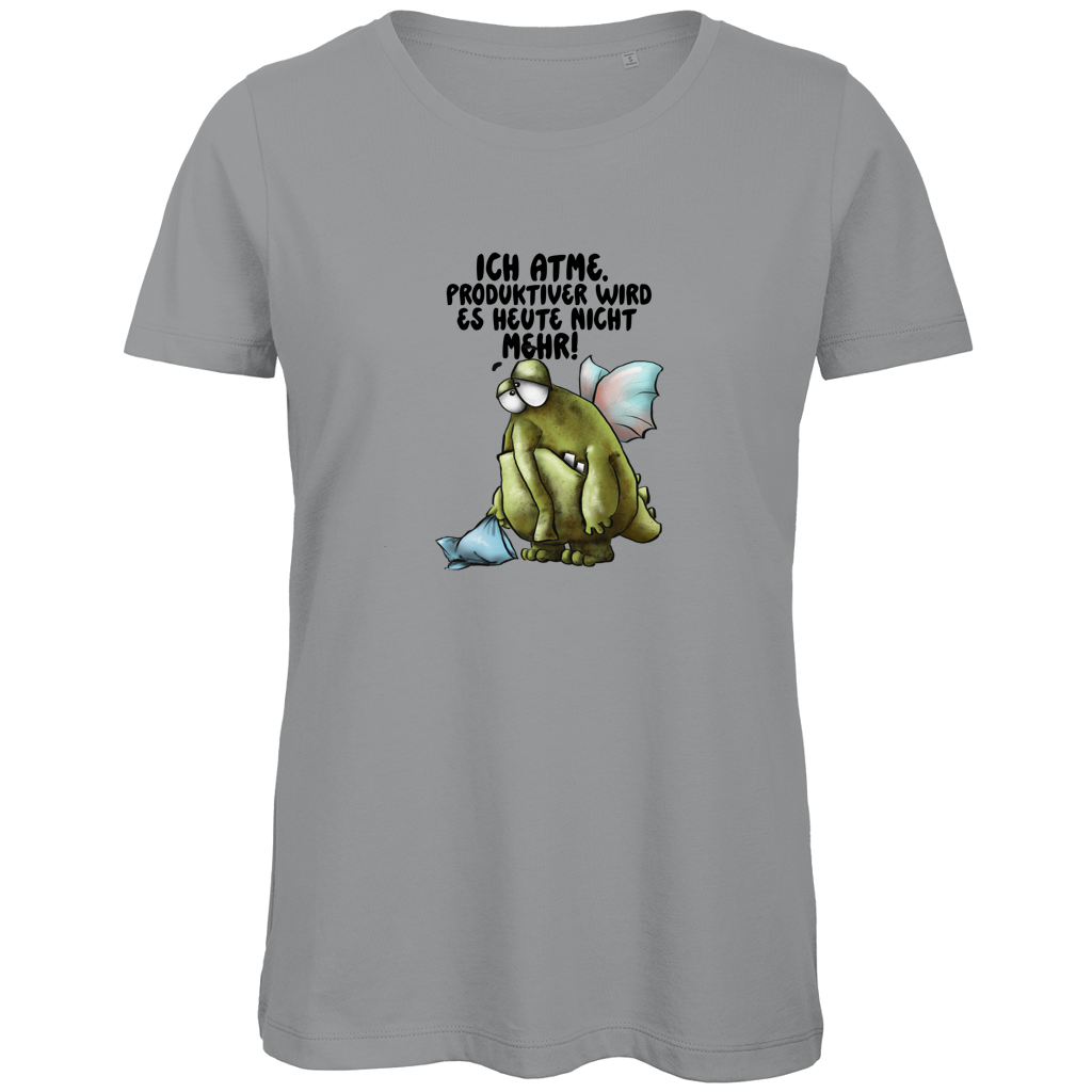 Damen Premium Bio T-Shirt Ich atme. Produktiver wird es heute ... Design 2