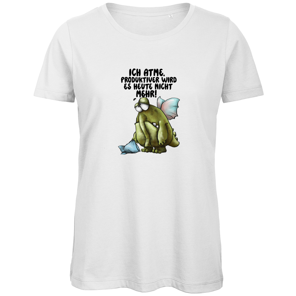 Damen Premium Bio T-Shirt Ich atme. Produktiver wird es heute ... Design 2