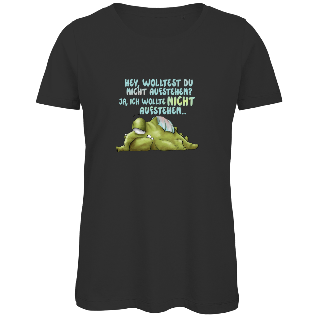 Damen Premium Bio T-Shirt Hey, wolltest du nicht aufstehen? Design 1