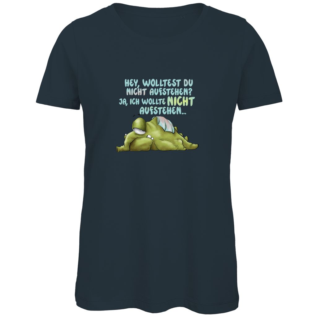 Damen Premium Bio T-Shirt Hey, wolltest du nicht aufstehen? Design 1