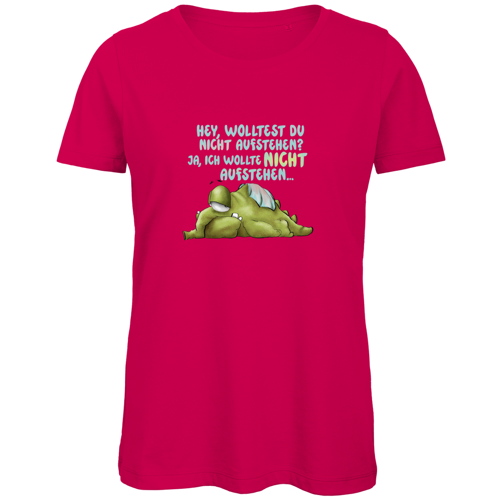 Damen Premium Bio T-Shirt Hey, wolltest du nicht aufstehen? Design 1