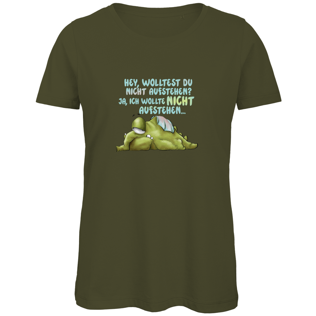 Damen Premium Bio T-Shirt Hey, wolltest du nicht aufstehen? Design 1