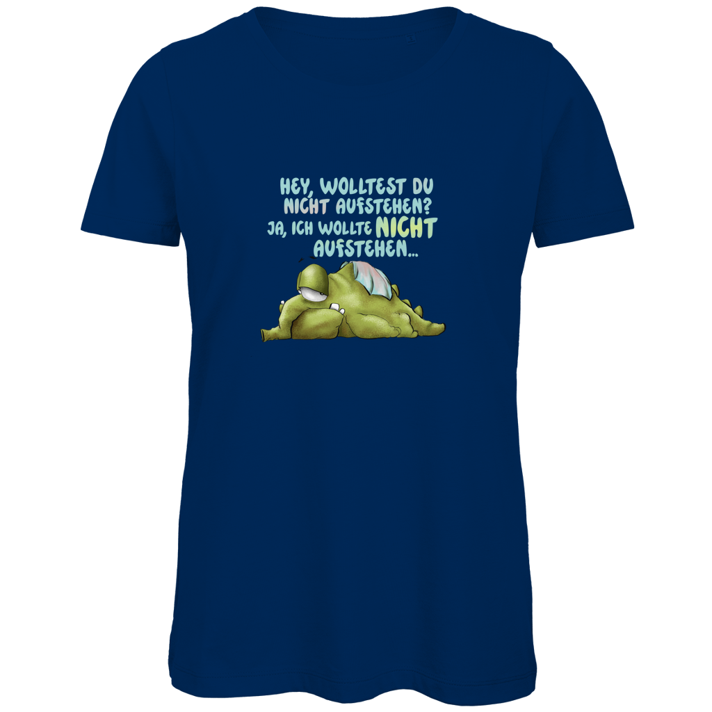 Damen Premium Bio T-Shirt Hey, wolltest du nicht aufstehen? Design 1