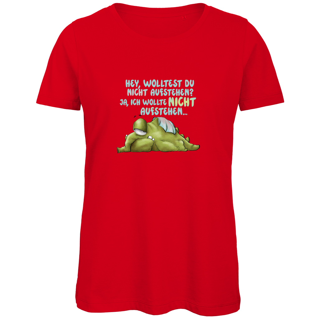Damen Premium Bio T-Shirt Hey, wolltest du nicht aufstehen? Design 1