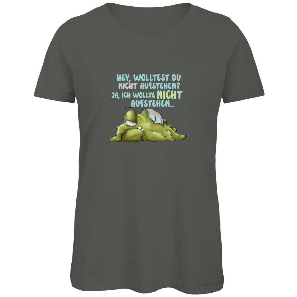 Damen Premium Bio T-Shirt Hey, wolltest du nicht aufstehen? Design 1