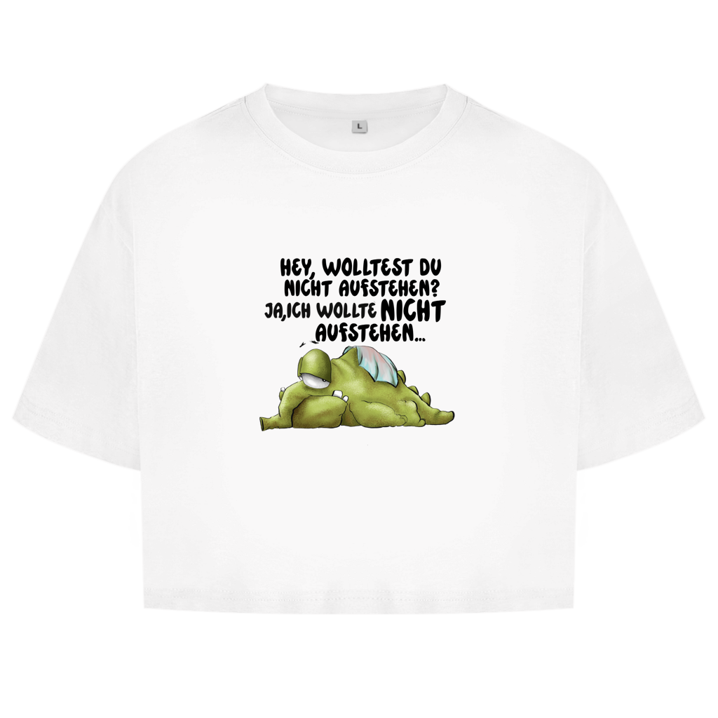 Damen Oversize Crop Top Hey, wolltest du nicht aufstehen? Deisgn 2