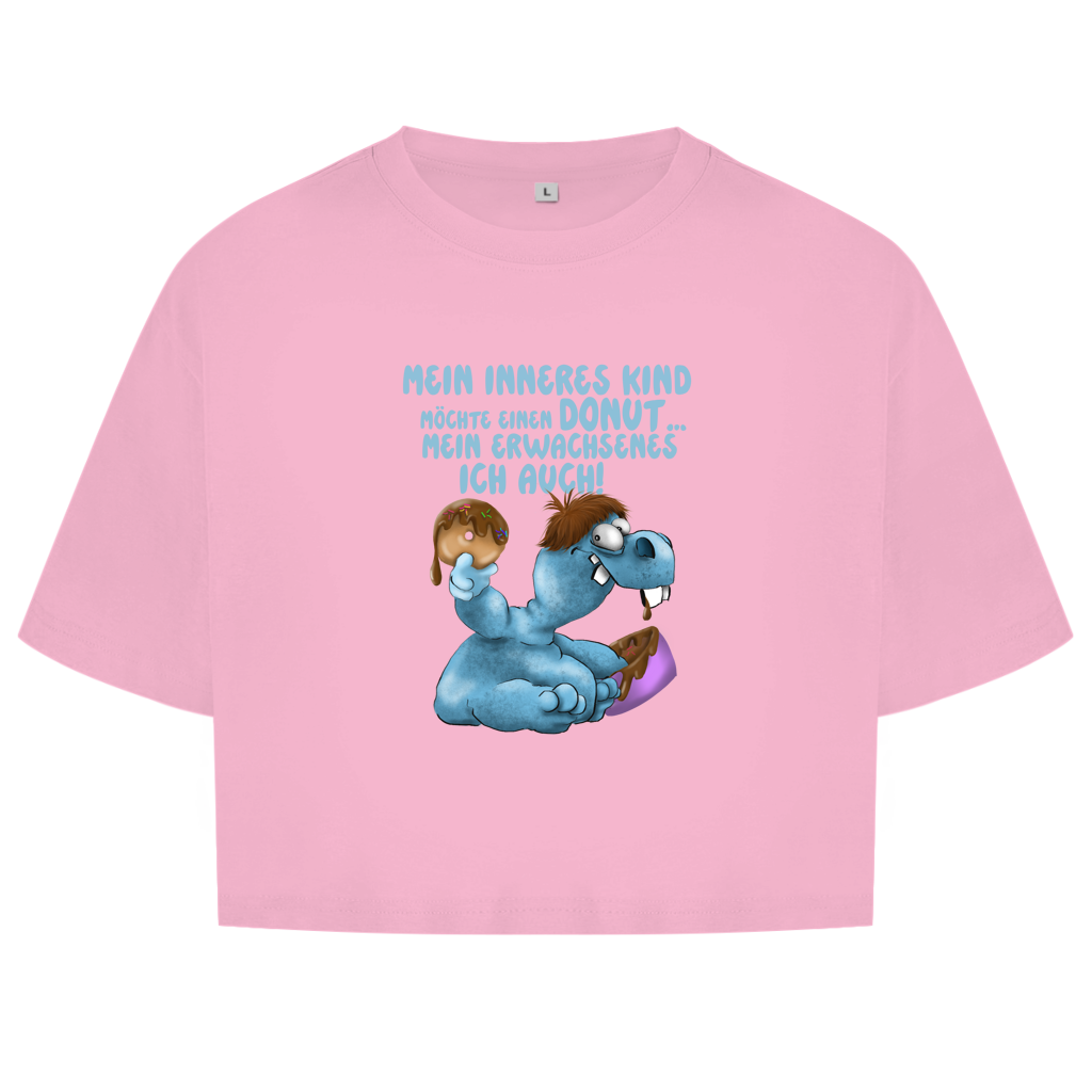 Damen Oversize Crop Top Mein inneres Kind möchte einen Donut... Design 1