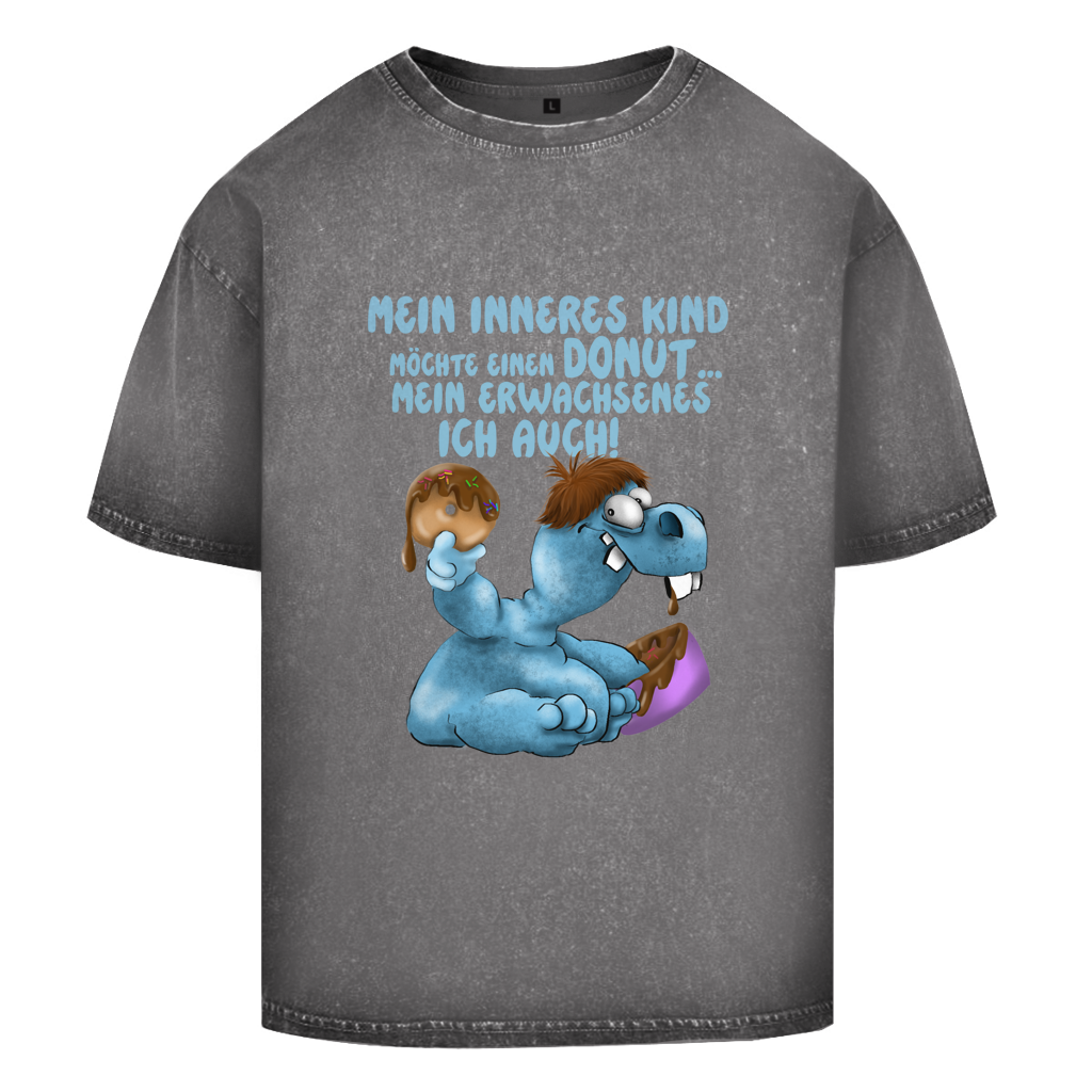 Oversize Washed T-Shirt Mein inneres Kind möchte einen Donut... Design 1
