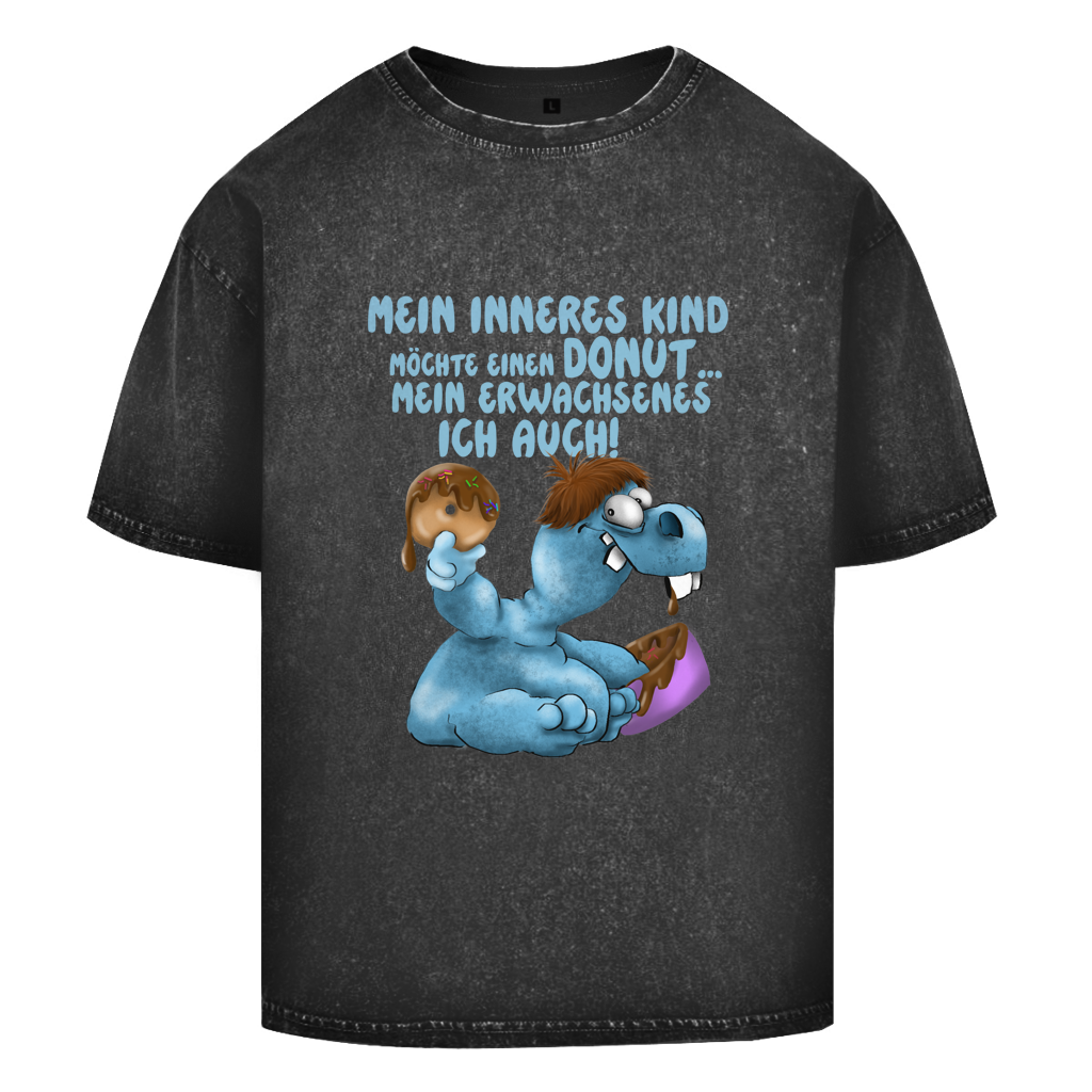Oversize Washed T-Shirt Mein inneres Kind möchte einen Donut... Design 1