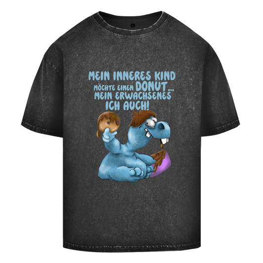 Oversize Washed T-Shirt Mein inneres Kind möchte einen Donut... Design 1