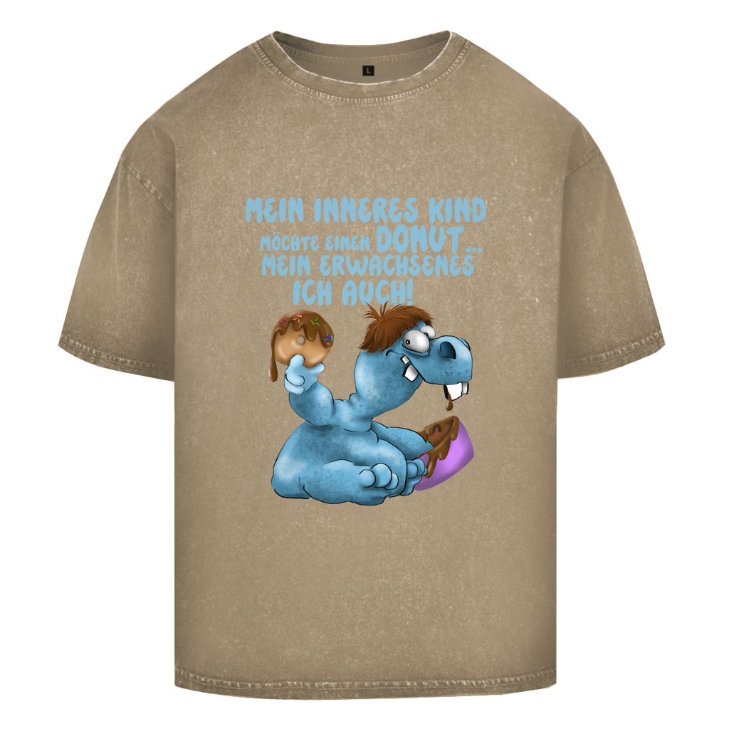 Oversize Washed T-Shirt Mein inneres Kind möchte einen Donut... Design 1