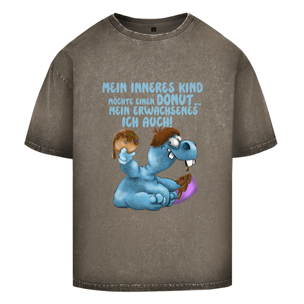 Oversize Washed T-Shirt Mein inneres Kind möchte einen Donut... Design 1