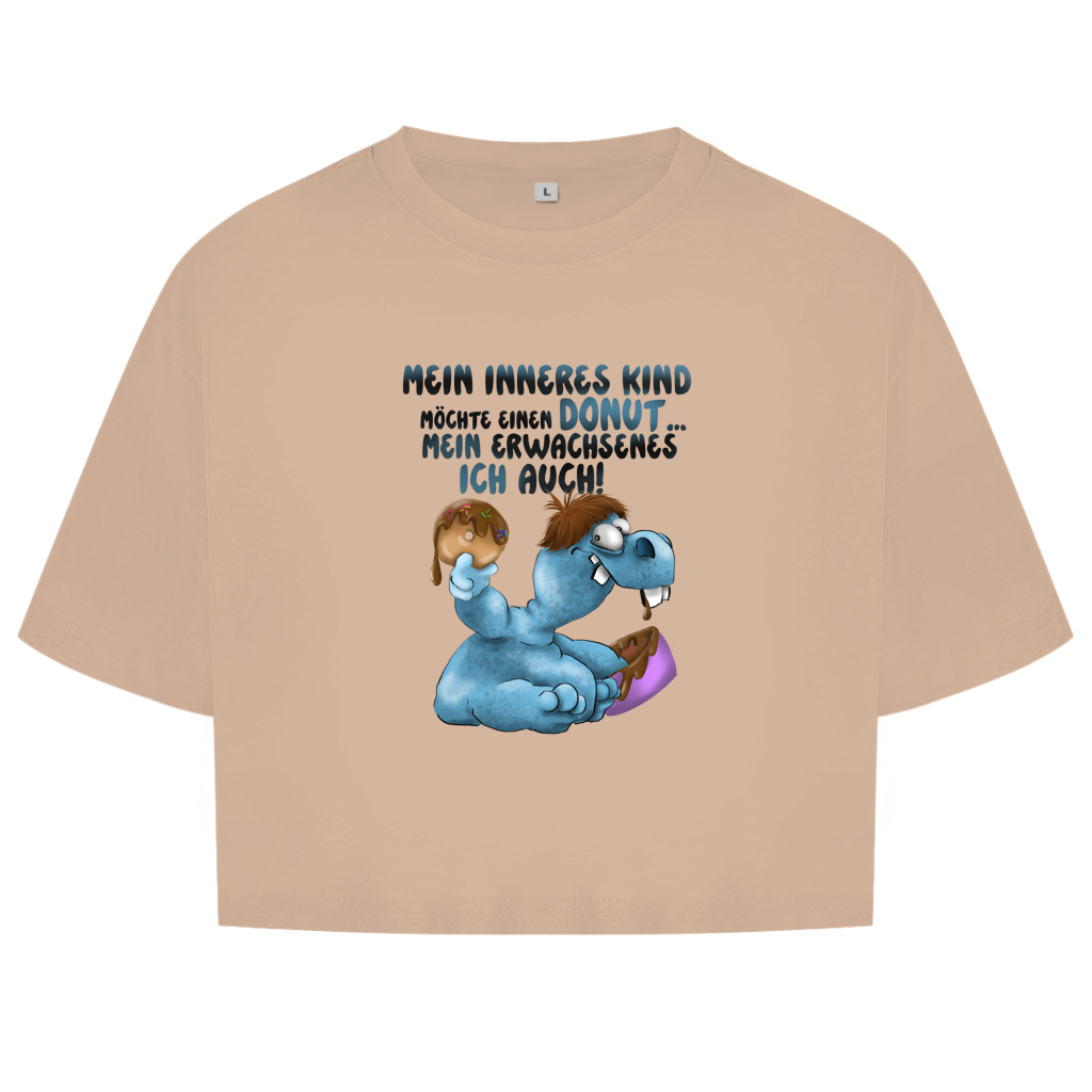 Damen Oversize Crop Top Mein inneres Kind möchte einen Donut... Design 2