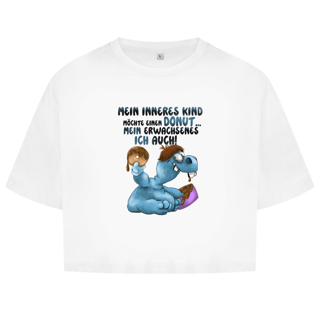 Damen Oversize Crop Top Mein inneres Kind möchte einen Donut... Design 2