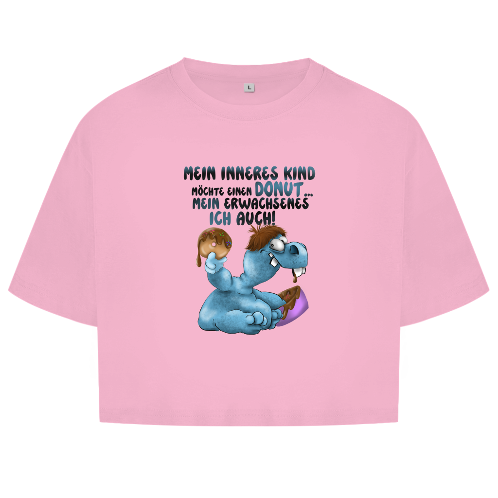 Damen Oversize Crop Top Mein inneres Kind möchte einen Donut... Design 2