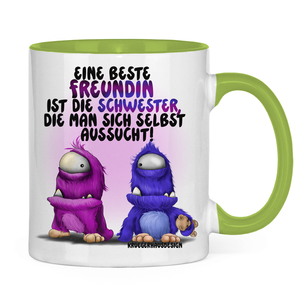 Tasse zweifarbig Eine Beste Freundin ist die Schwester, die man sich ...