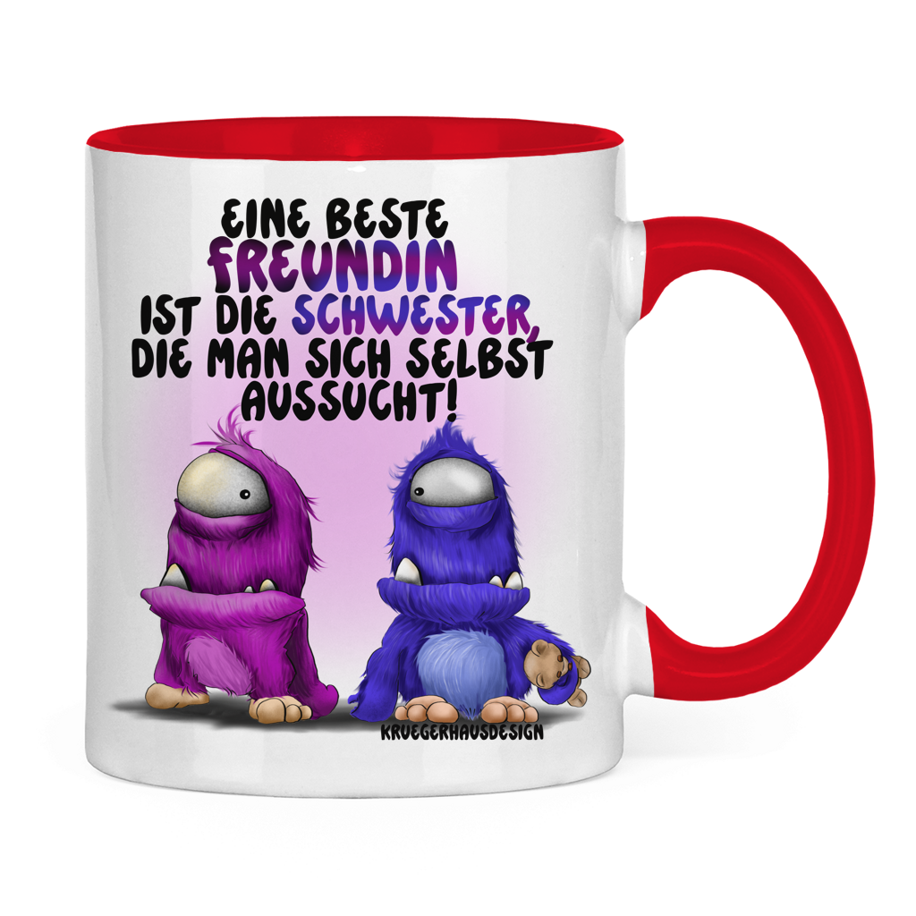 Tasse zweifarbig Eine Beste Freundin ist die Schwester, die man sich ...