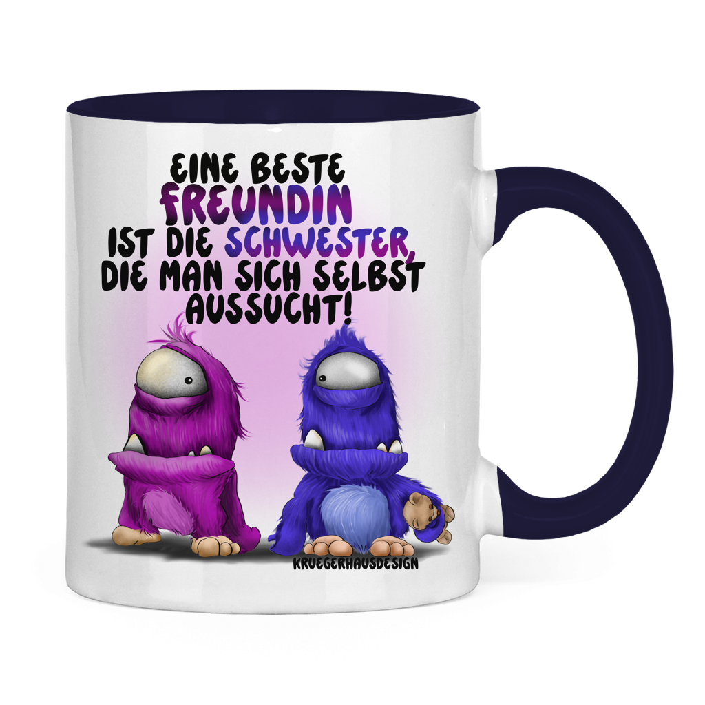 Tasse zweifarbig Eine Beste Freundin ist die Schwester, die man sich ...