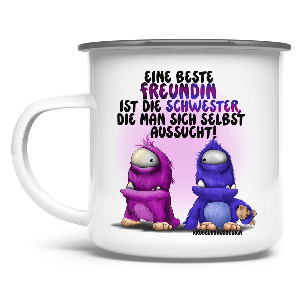 Emaille Tasse Eine Beste Freundin ist die Schwester, die man sich ...