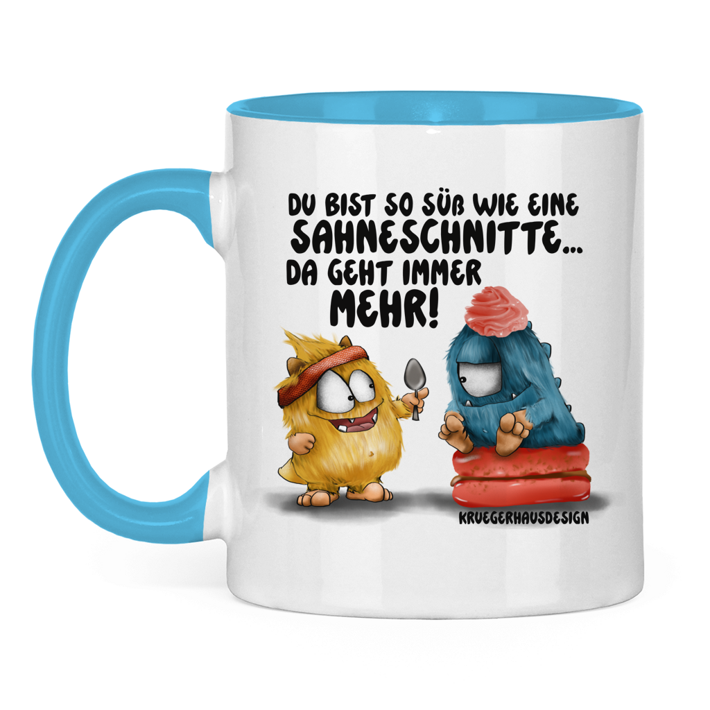 Tasse zweifarbig Du bist so süß wie eine Sahneschnitte...