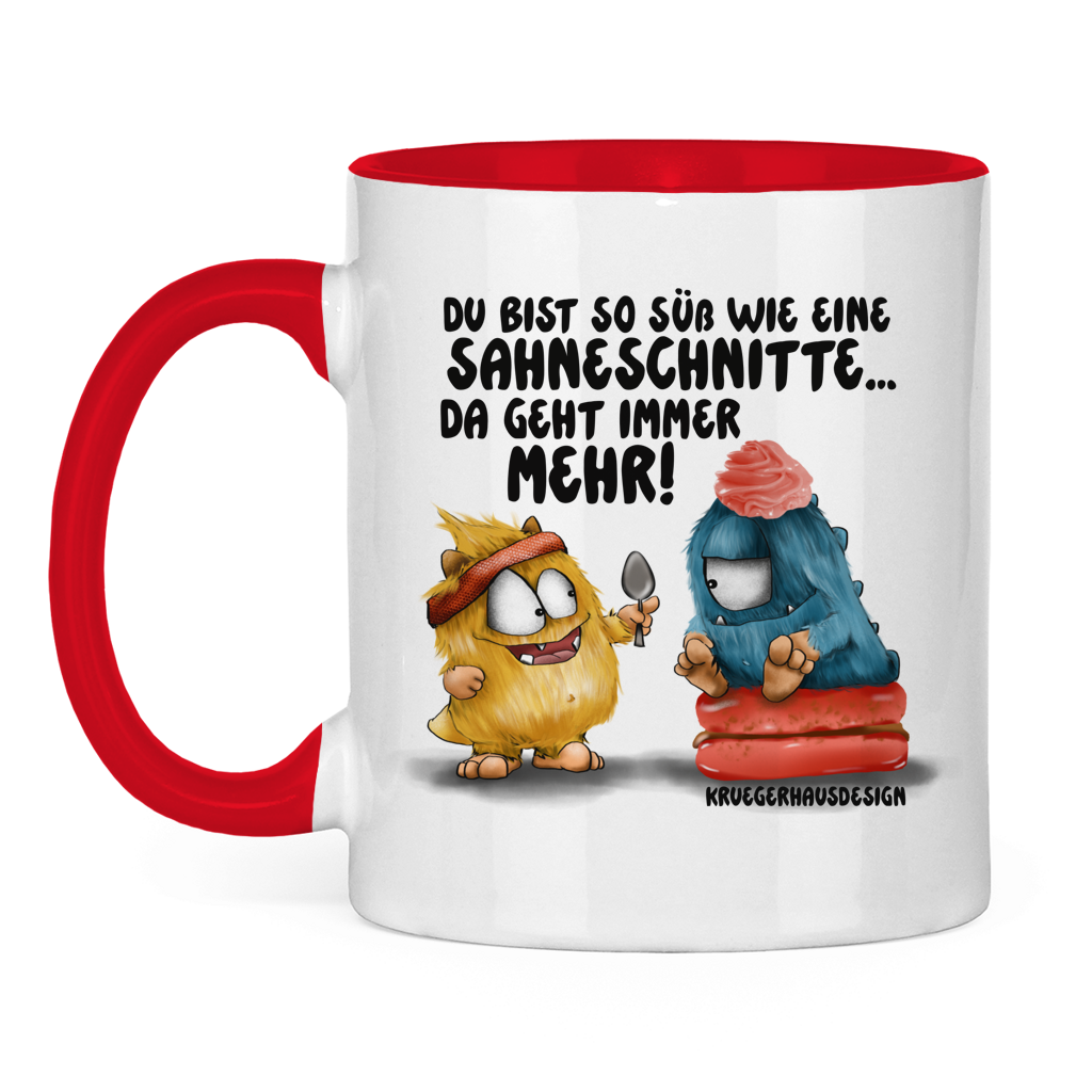 Tasse zweifarbig Du bist so süß wie eine Sahneschnitte...