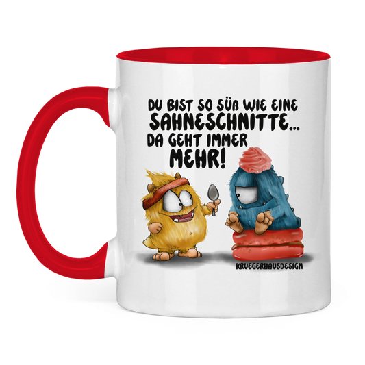 Tasse zweifarbig Du bist so süß wie eine Sahneschnitte...