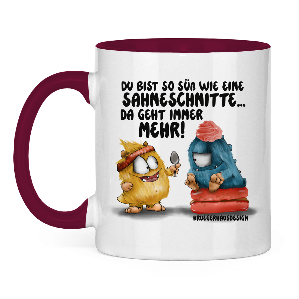 Tasse zweifarbig Du bist so süß wie eine Sahneschnitte...