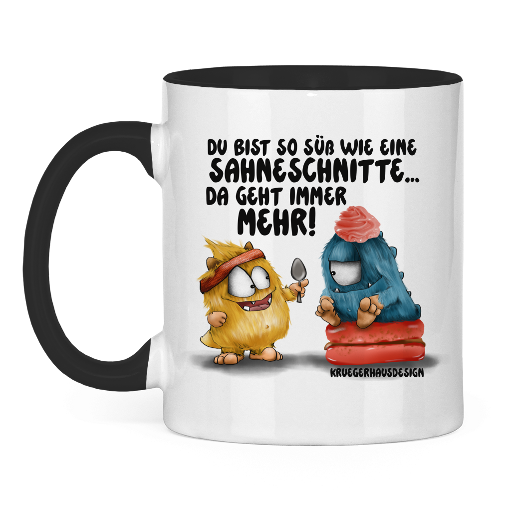 Tasse zweifarbig Du bist so süß wie eine Sahneschnitte...