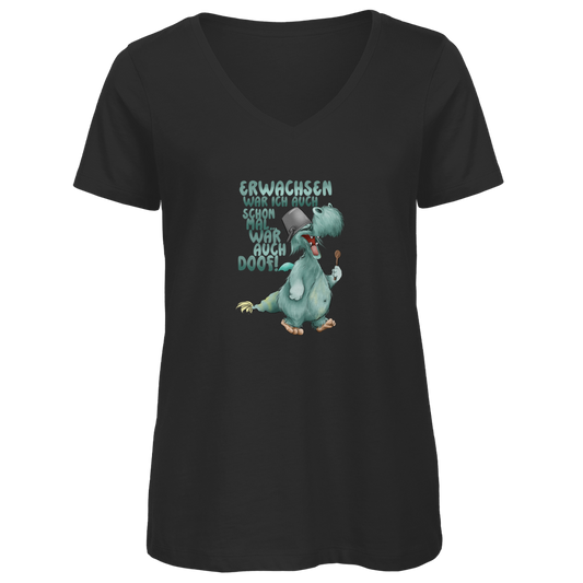 Damen Premium Bio V-Neck T-Shirt Erwachsen war ich auch schon mal... war auch doof