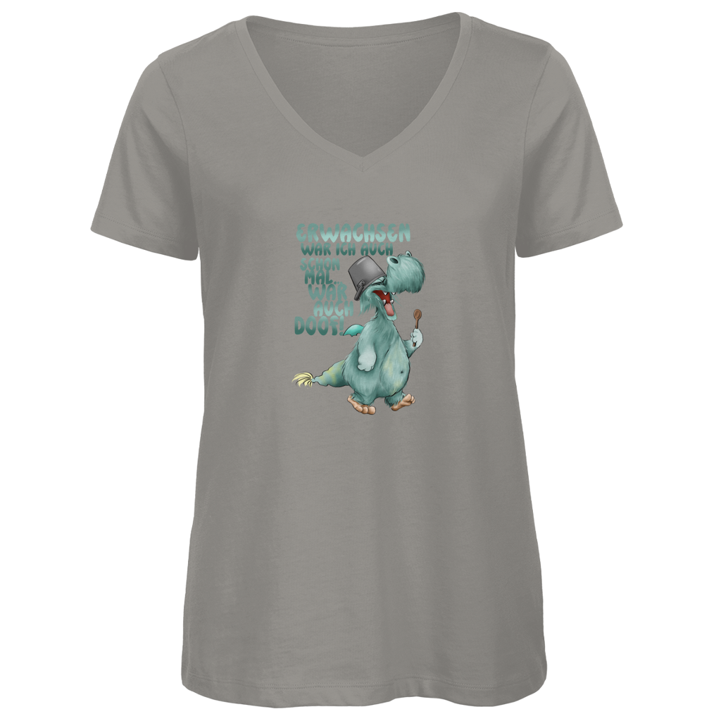 Damen Premium Bio V-Neck T-Shirt Erwachsen war ich auch schon mal... war auch doof