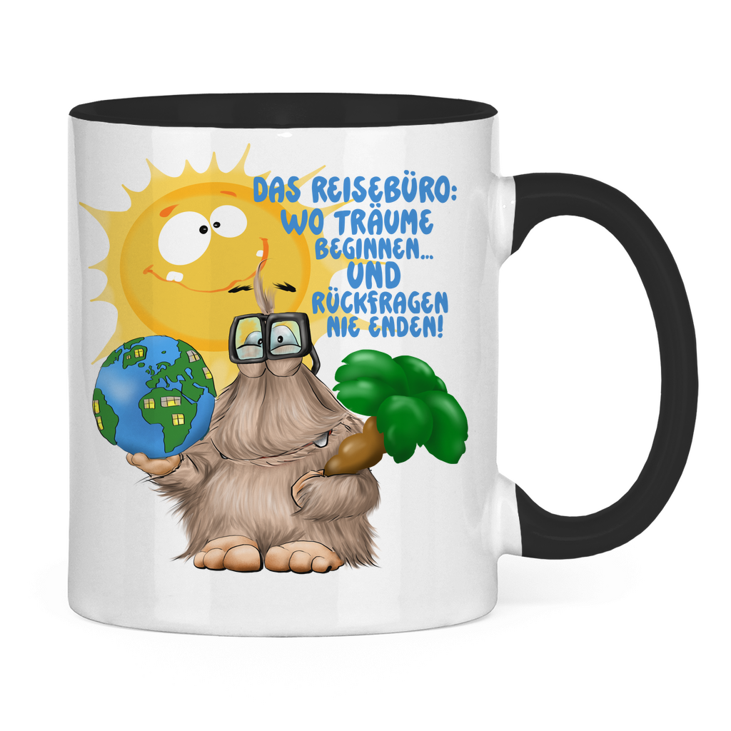 Tasse zweifarbig Das Reisebüro: Wo Träume beginnen und Rückfragen nie enden!