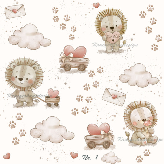 Liebevoll handgezeichnetes Stoffdesign – digitaler Download, LoveLeo 1