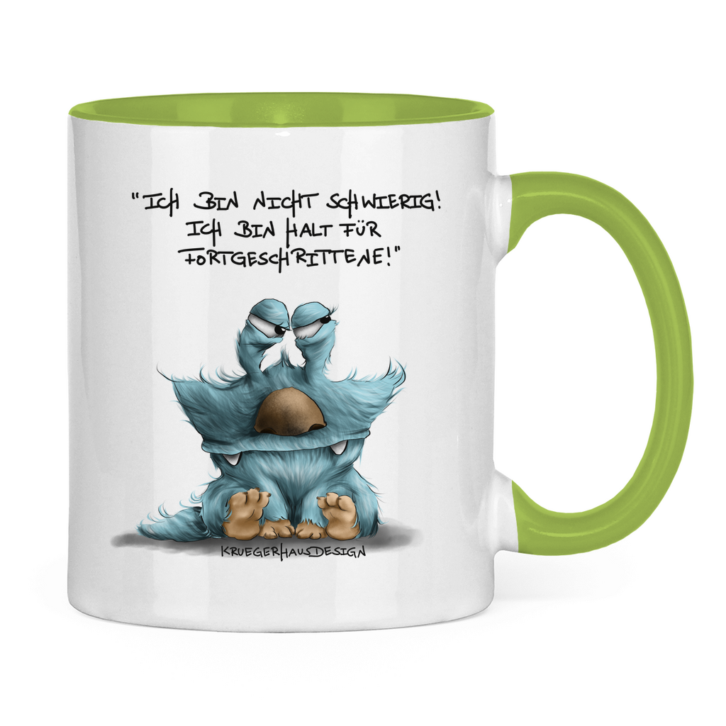 Tasse zweifarbig Ich bin nicht schwierig! Ich bin halt für Fortgeschrittene!