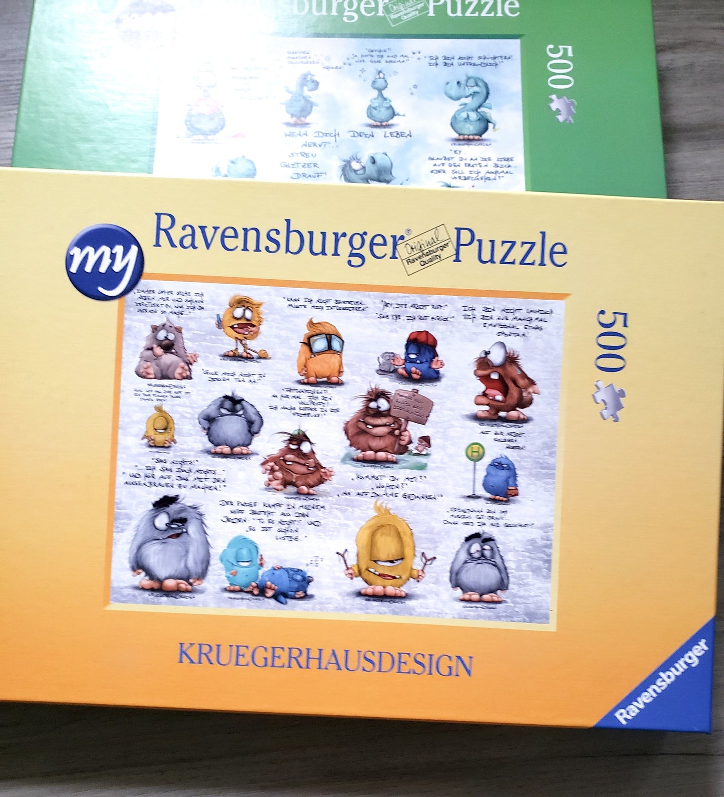 Puzzle 500 Teile Kruegerhausdesign Monster Sprüche gelb 49x36cm