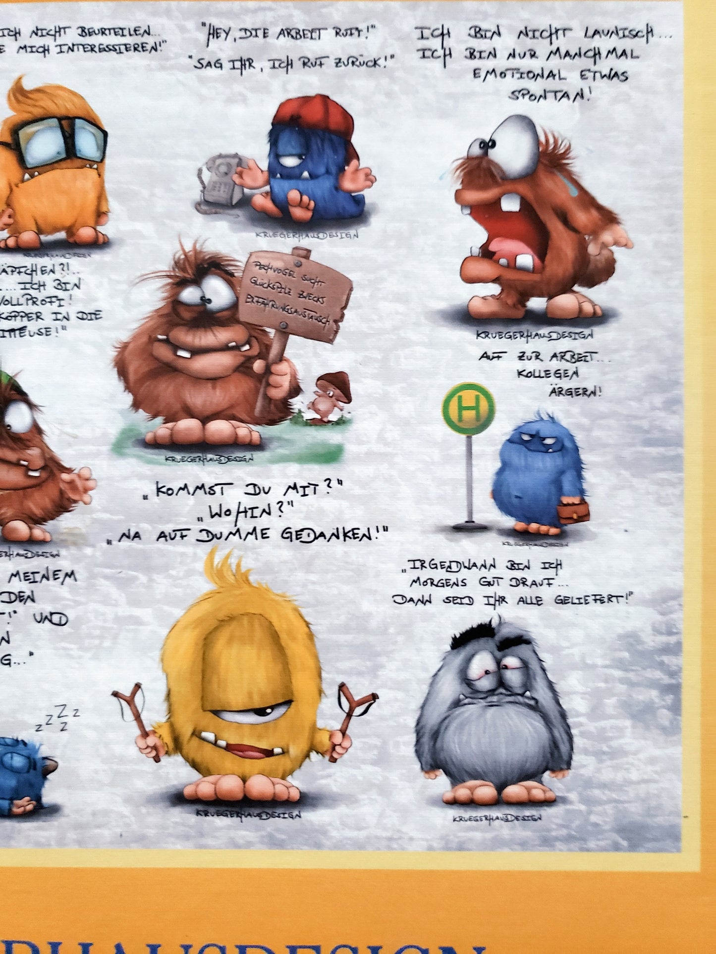 Puzzle 500 Teile Kruegerhausdesign Monster Sprüche gelb 49x36cm