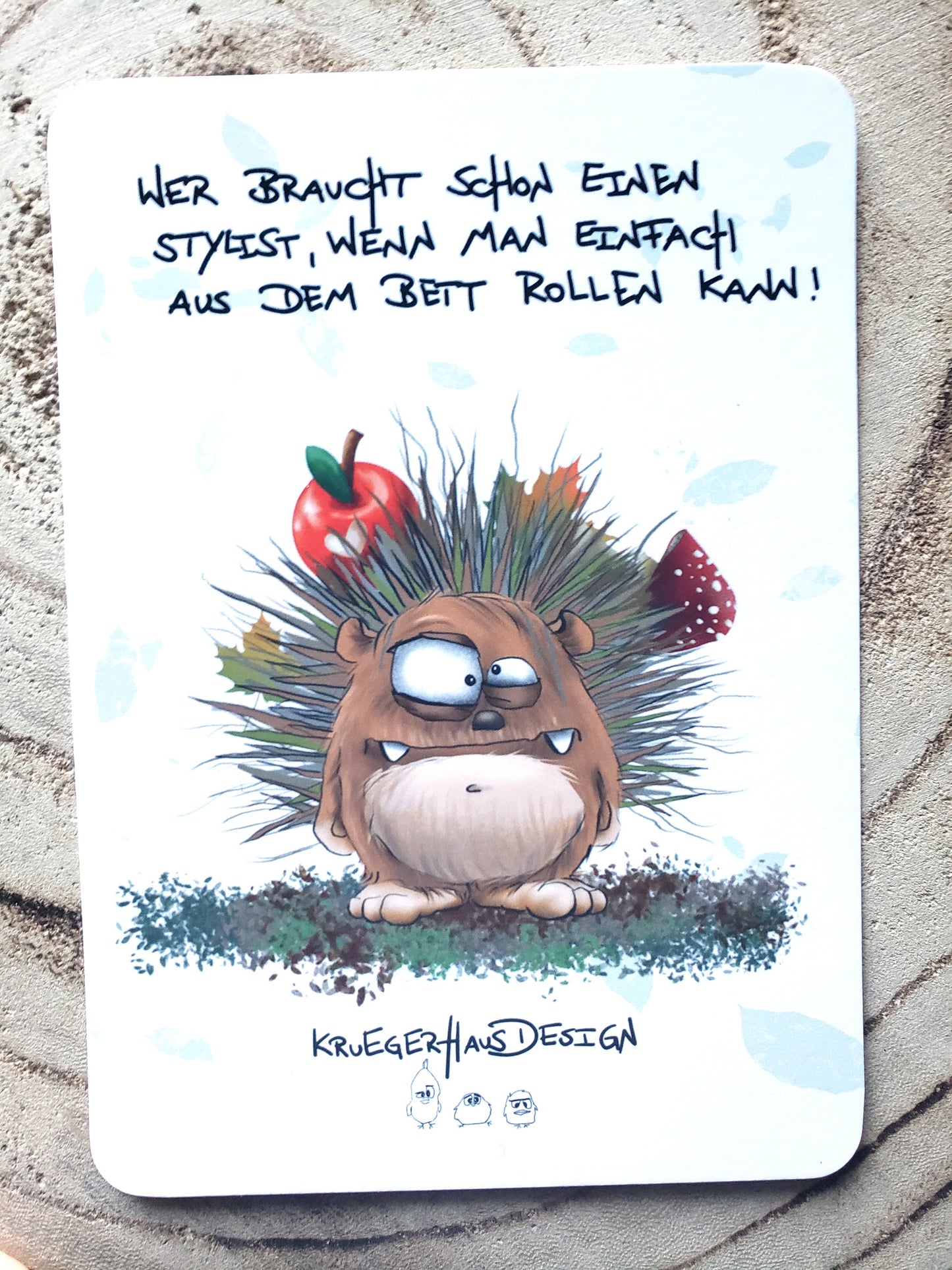 Postkarte Monster Kruegerhausdesign  "Wer braucht schon einen Stylist..."