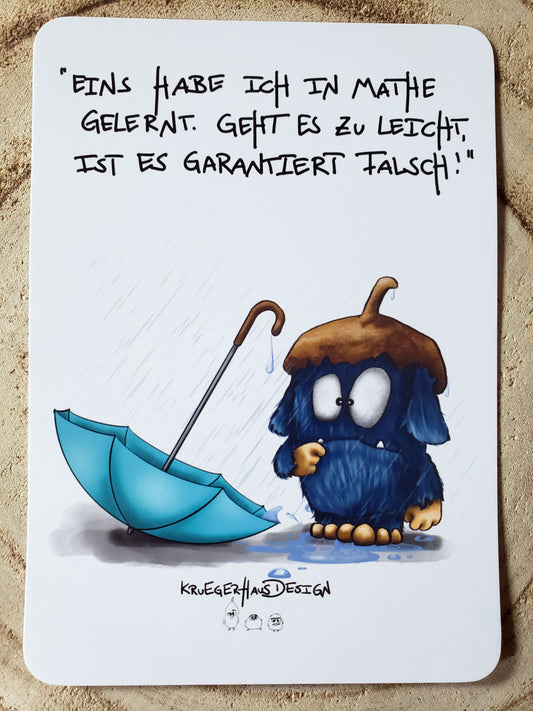 Postkarte Monster Kruegerhausdesign "Eins habe ich in Mathe gelernt... "