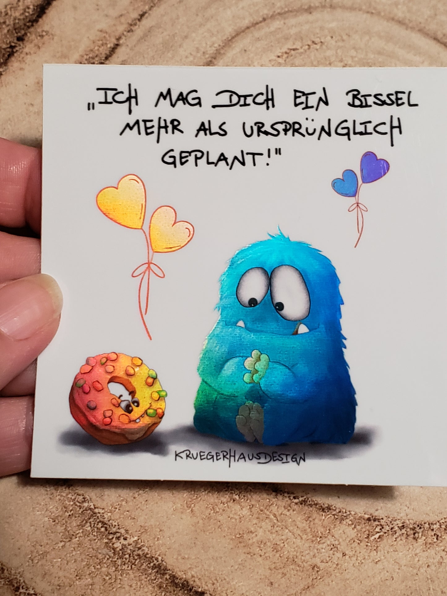 Sticker Hologram Kruegerhausdesign mit Monster und Spruch "Ich mag dich ein..."