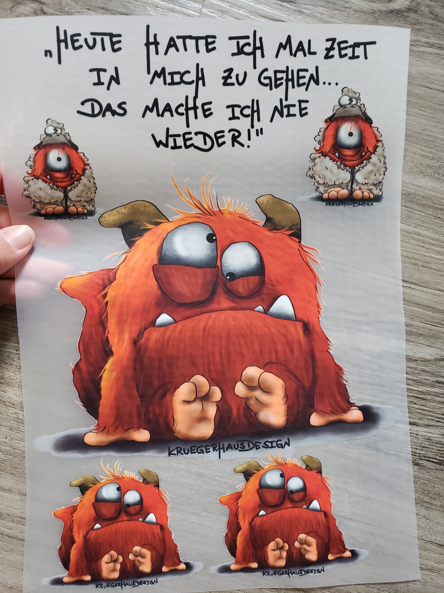 A4 Bügelbild Kruegerhausdesign "Heute hatte ich mal Zeit..." mit Liebe illustriert