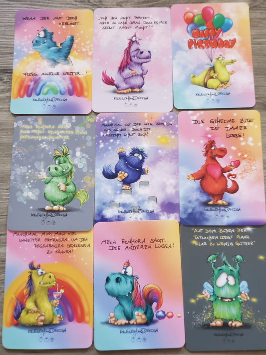 Postkarten Set Monster Einhorn Kruegerhausdesign aus 9 Karten...