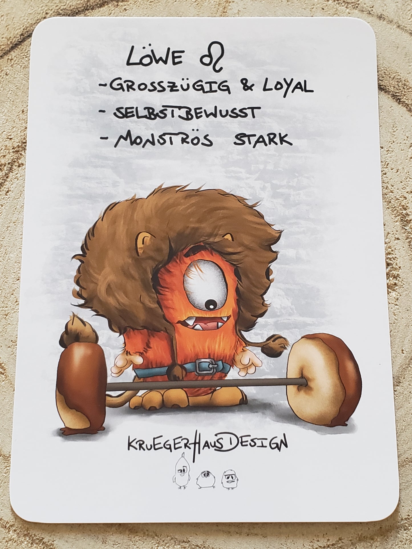 Postkarte Monster Kruegerhausdesign Löwe Thema 2 Stück