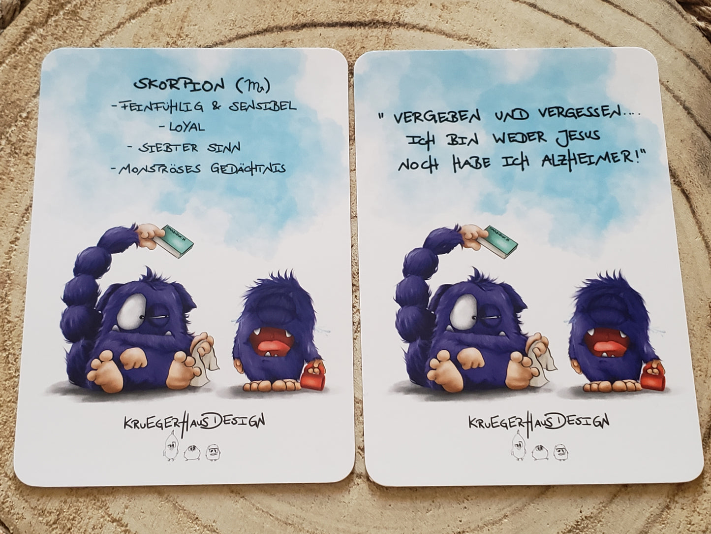 Postkarten Set Monster  Kruegerhausdesign aus allen 24 Karten der Sternzeichen