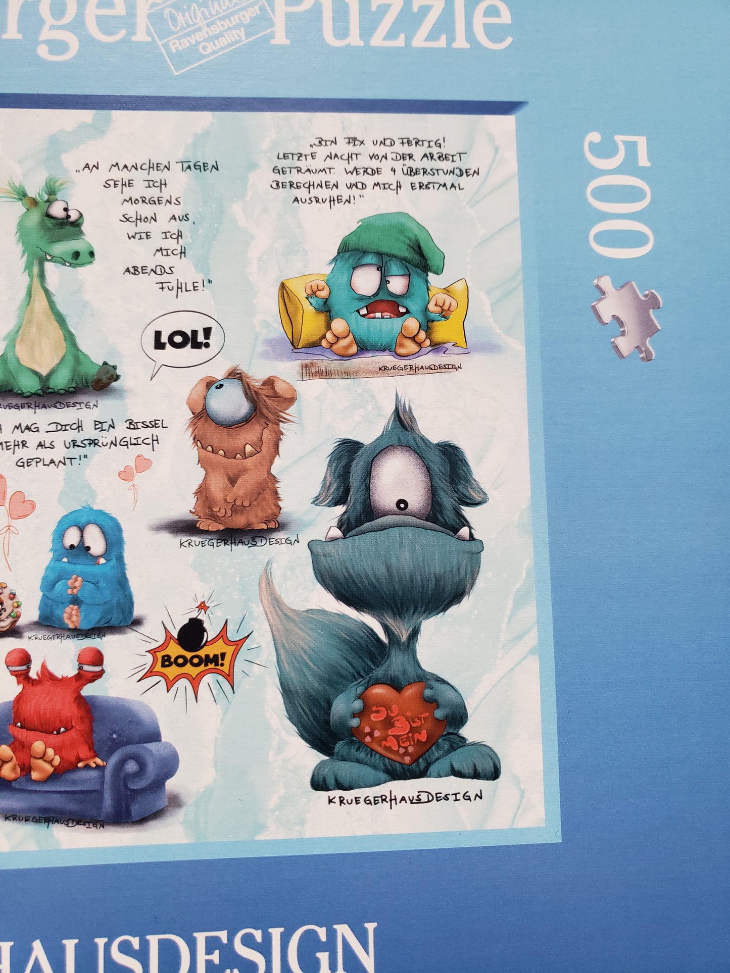 Puzzle 500 Teile Kruegerhausdesign Monster Sprüche blau 49x36cm
