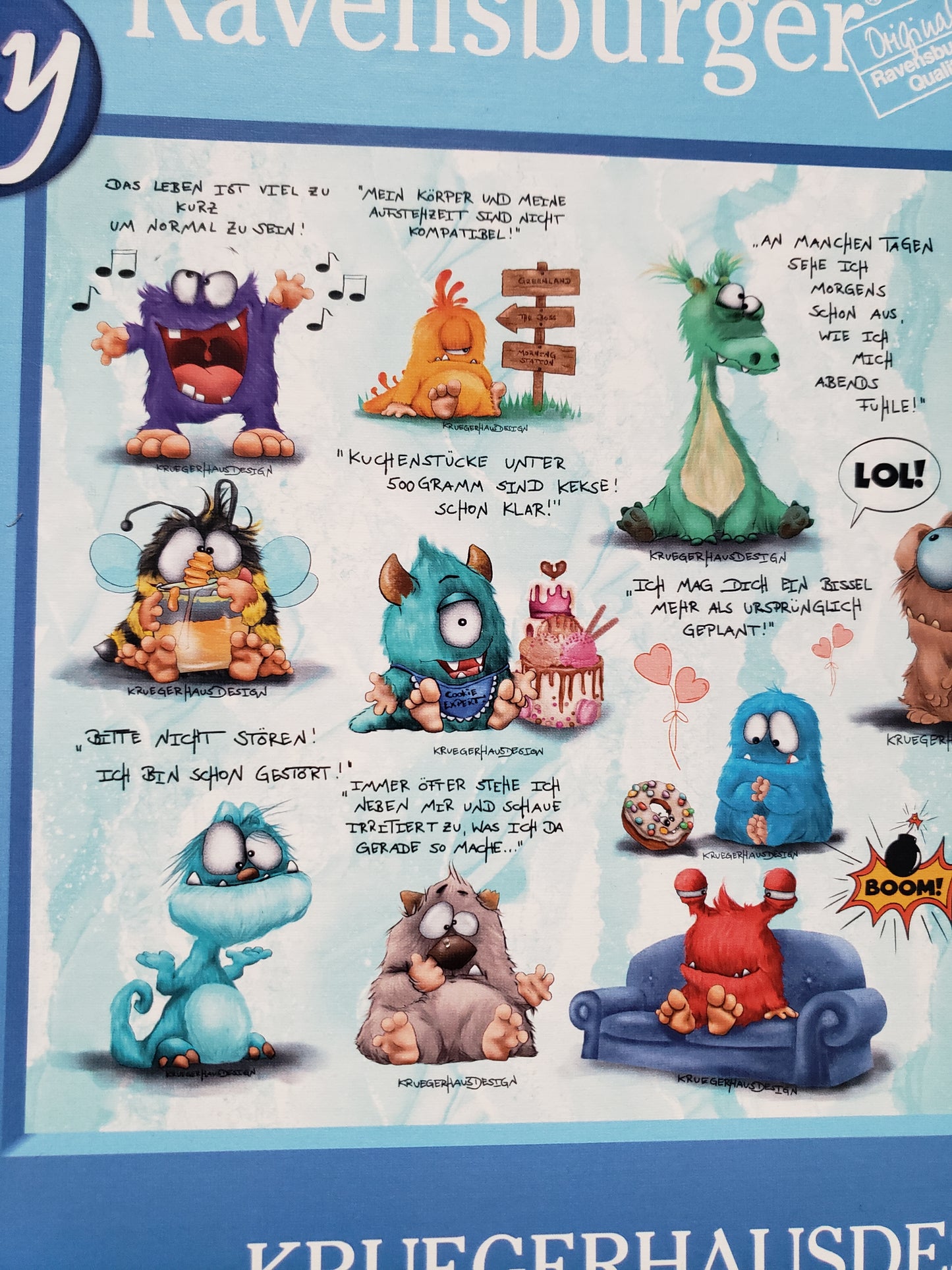 Puzzle 500 Teile Kruegerhausdesign Monster Sprüche blau 49x36cm