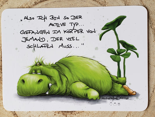 Postkarte Monster Kruegerhausdesign  "Also ich bin so der aktive Typ..."