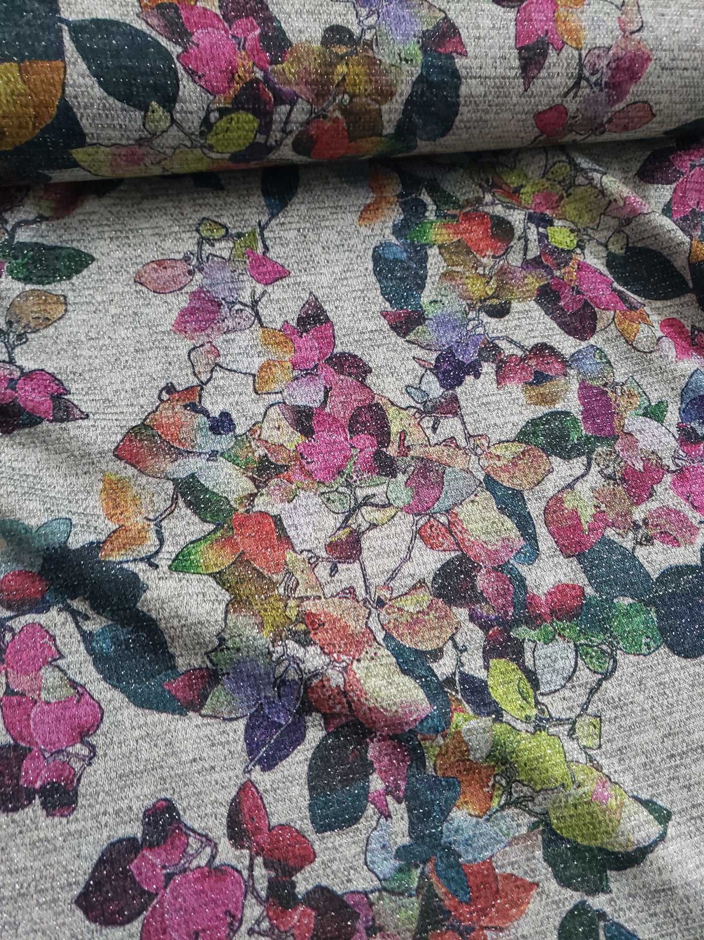 1m Winter Viscose Jersey, French Terry... Damen, grau mit Lurex Fäden, schwer, super weich