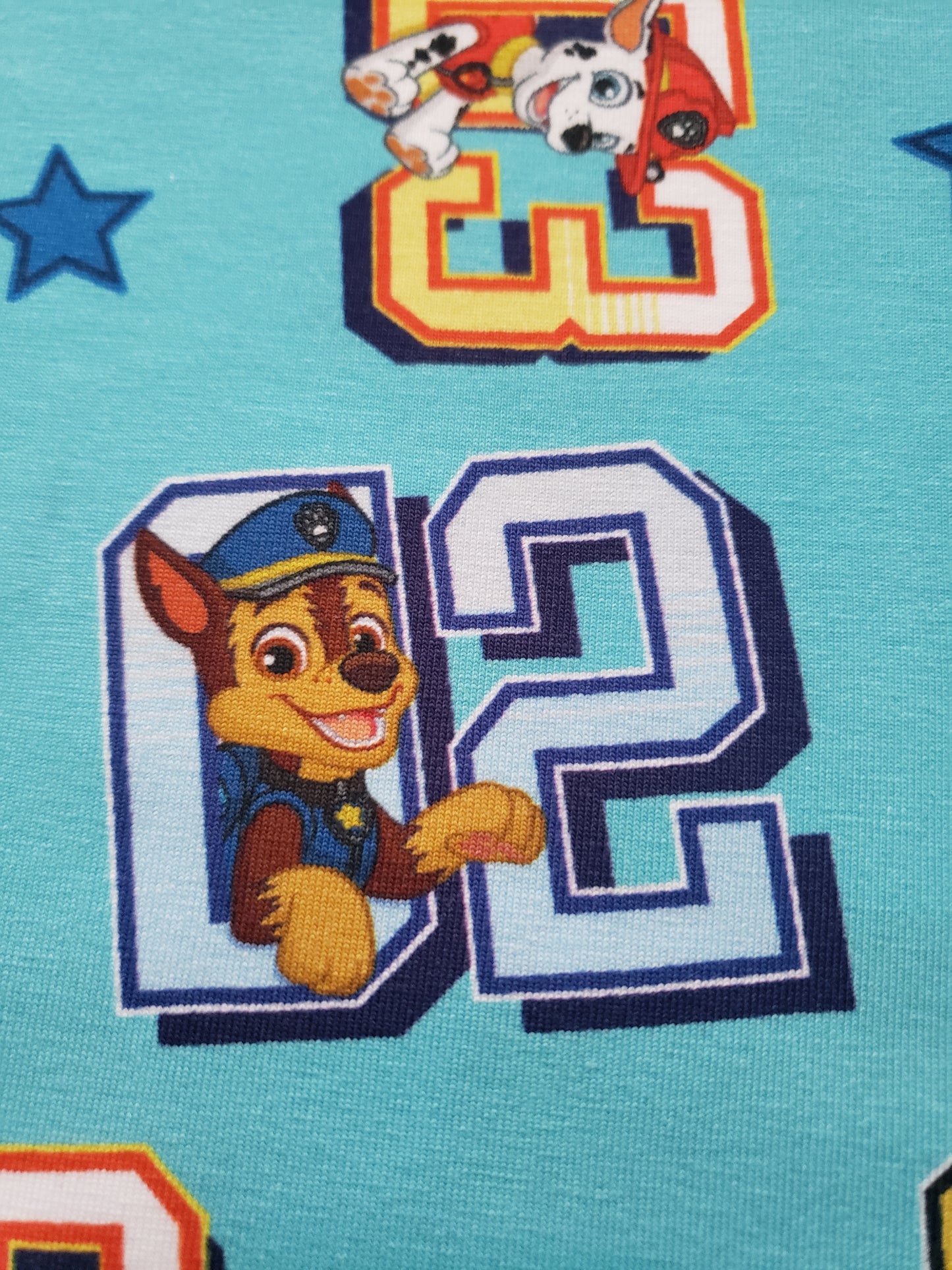 0,5m Nickelodeon, Jersey Stoff, Paw Patrol, Numbers, Lizenzstoff,türkis