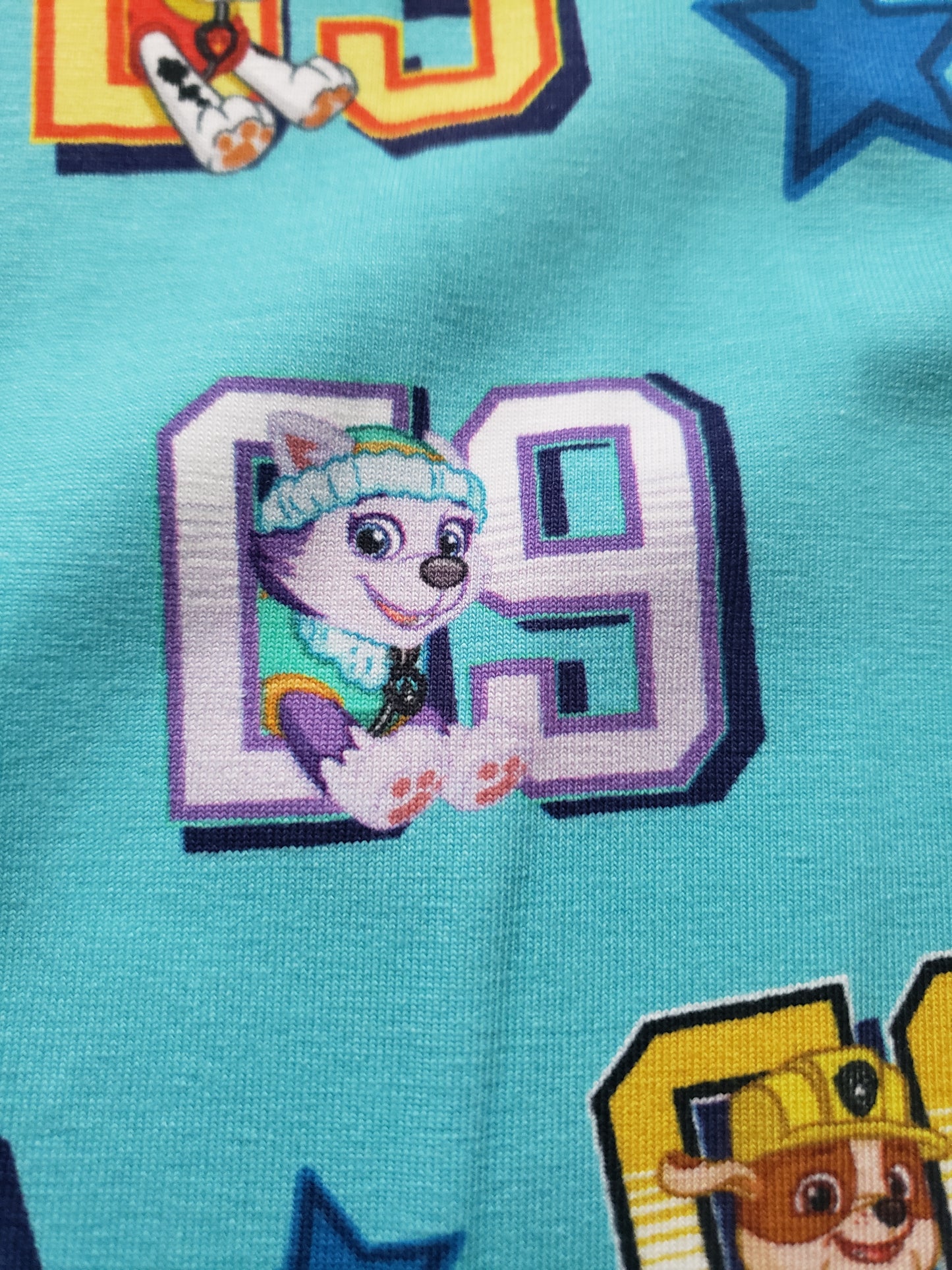 0,5m Nickelodeon, Jersey Stoff, Paw Patrol, Numbers, Lizenzstoff,türkis